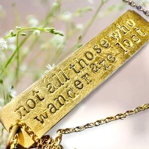 Alisa Michelle 14k Gold Plated Stamped Pendant Necklace